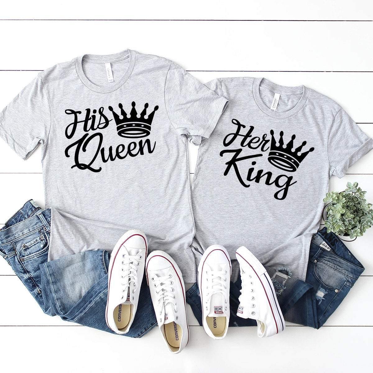 Couples Matching Shirt, Husband Wife His Quenn Her King product image 2