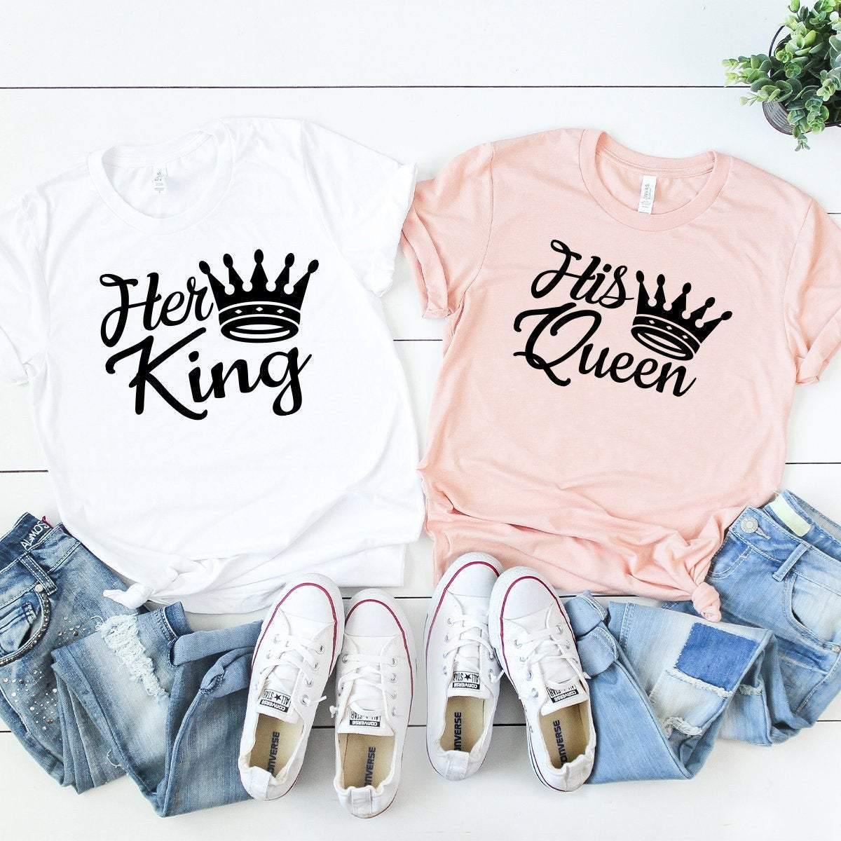 Couples Matching Shirt, Husband Wife His Quenn Her King product image 1