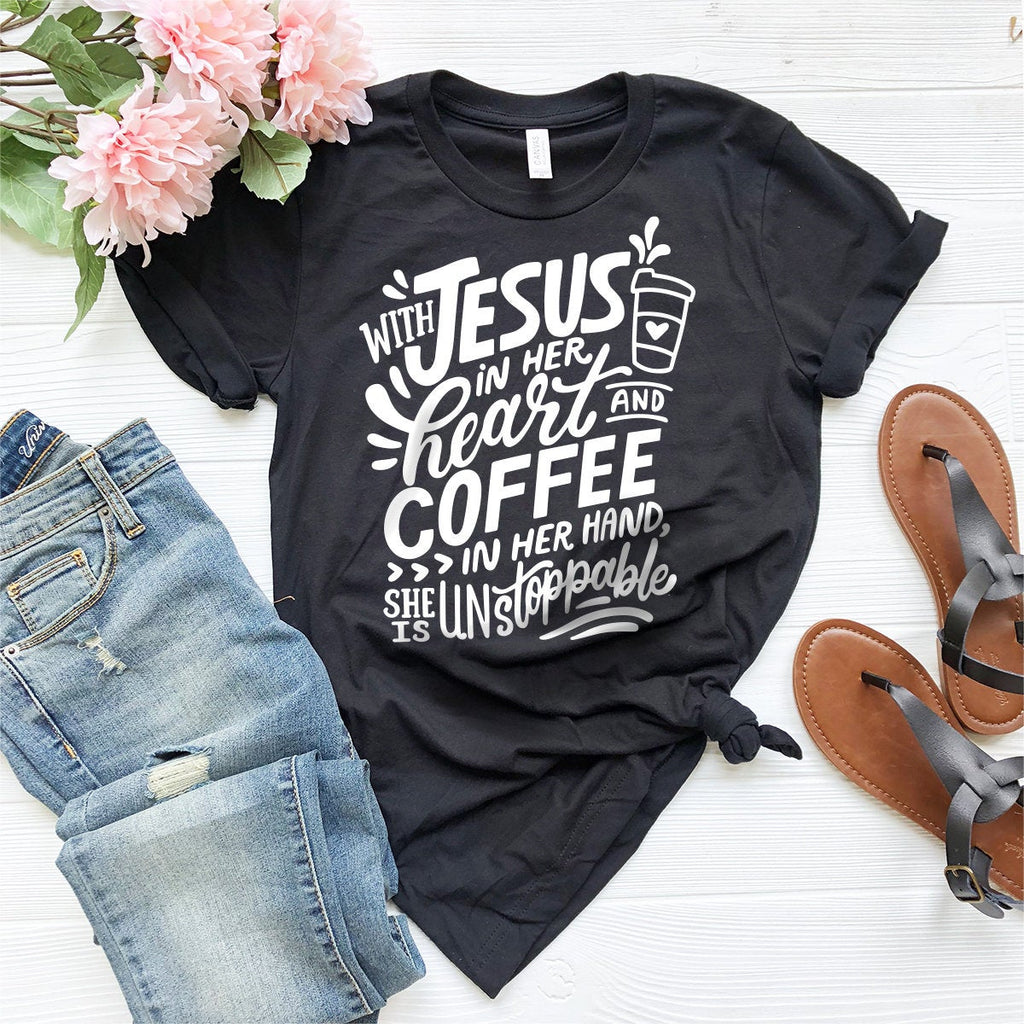Jesus And Coffee Shirt, Shirt,Coffee Lover With In Her product image 2