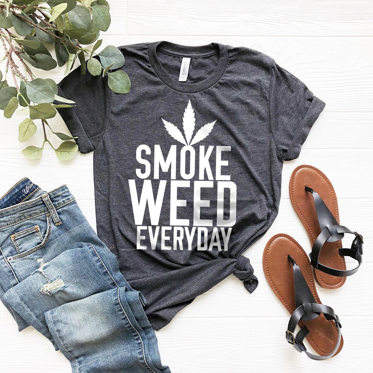 Smoke Weed Everyday Shirt, T-shirt, Tee, Funny Marijuana product image 1