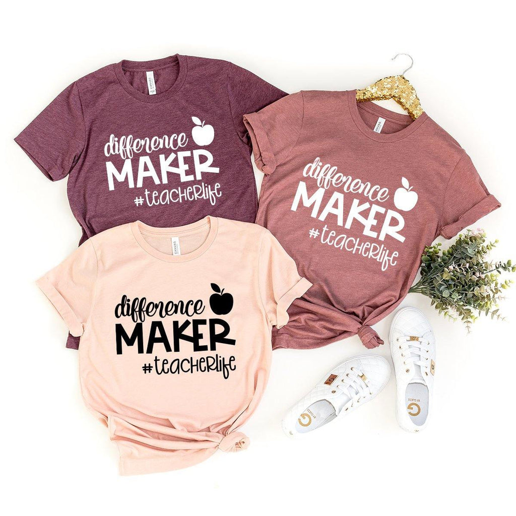 Educator T-Shirt, Difference Maker Teacher Life Shirt, Gift product image 3