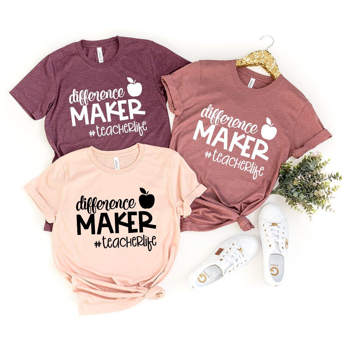 Educator T-Shirt, Difference Maker Teacher Life Shirt, Gift product image 3