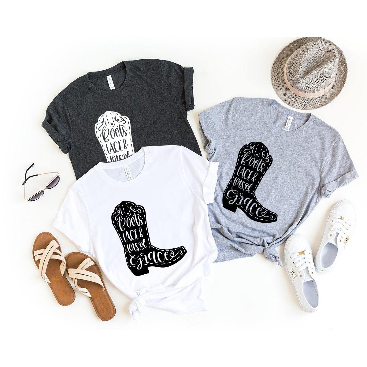 Boots Lace And Lots Of Grace Shirt, Cowgirl Southern product image 4