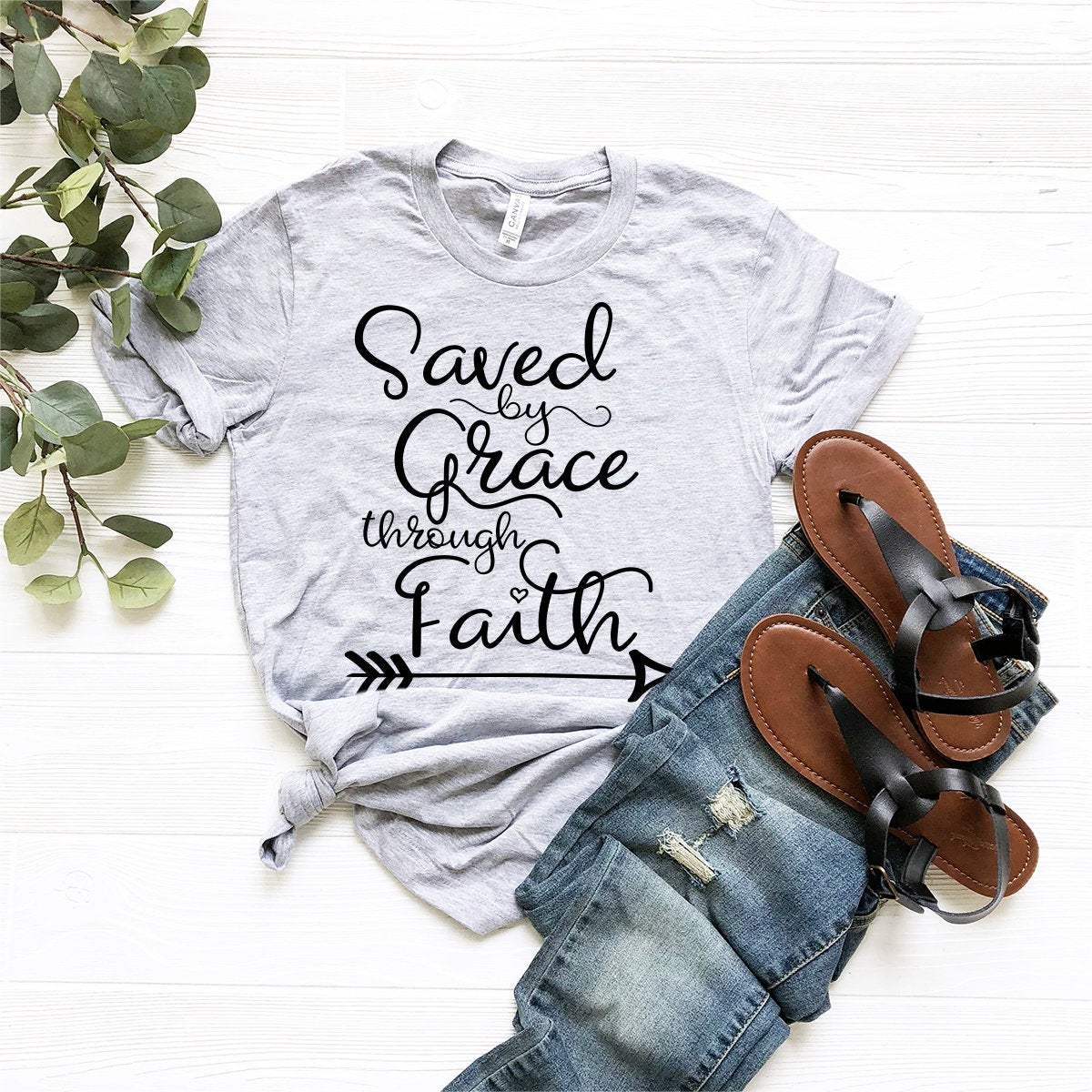 Saved By Grace Through Faith T-Shirt, Christian Tee product image 1