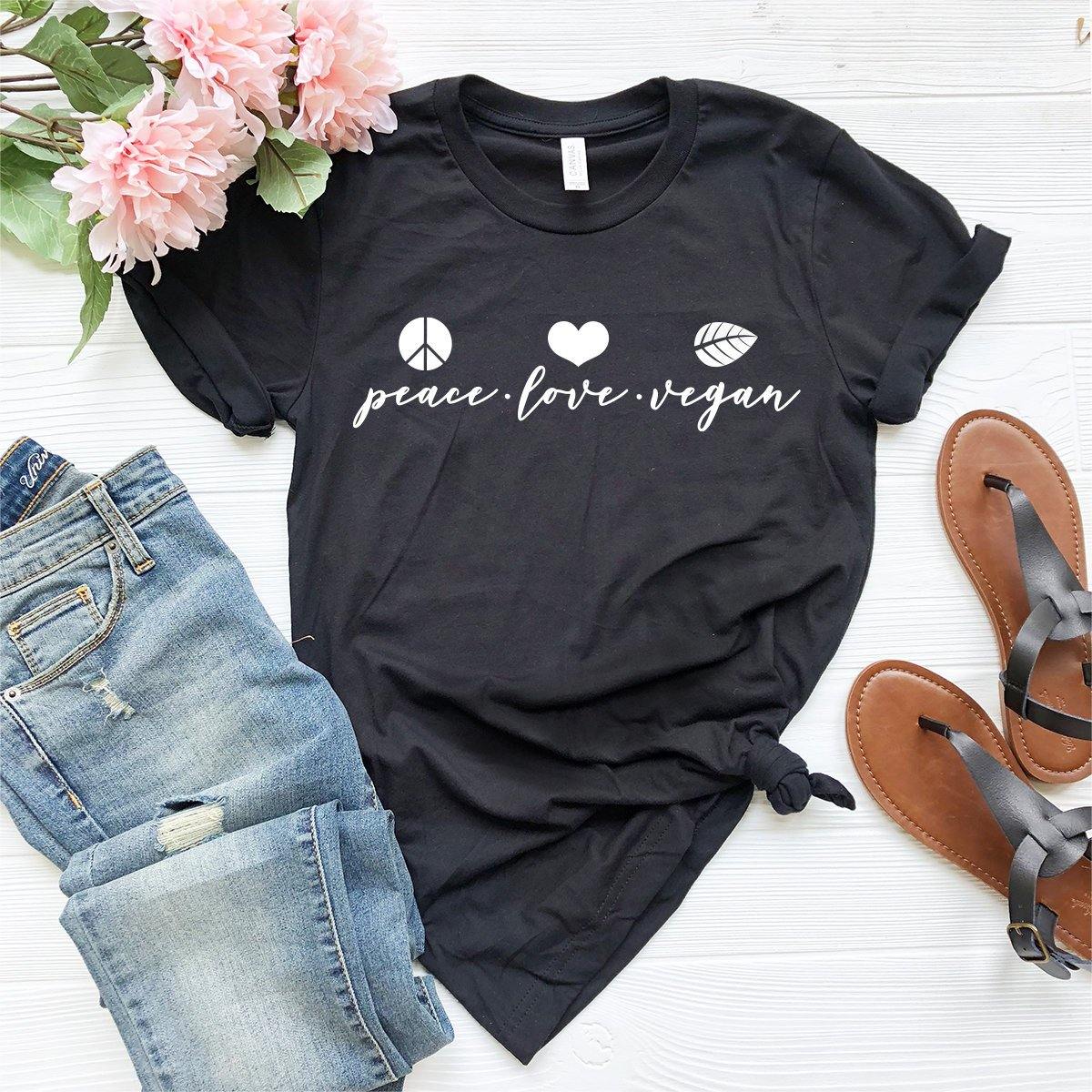 Peace Love Vegan T-Shirt, Hippie Shirt, Bohemian Veganism product image 2