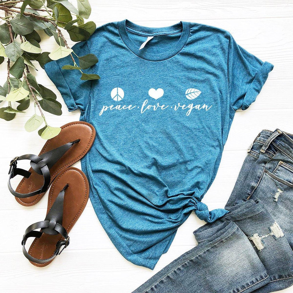 Peace Love Vegan T-Shirt, Hippie Shirt, Bohemian Veganism product image 5
