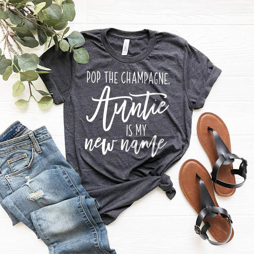 Pop The Champagne Auntie Is My New Name Shirt, Best Aunt product image 5