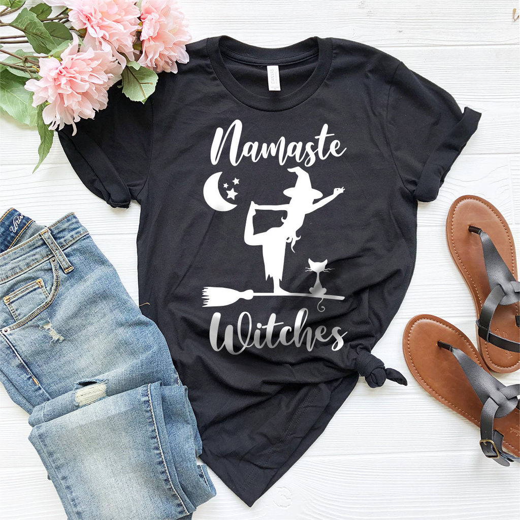 Namaste Witches T-Shirt, Halloween Shirt, Fall Yoga Tee product image 2