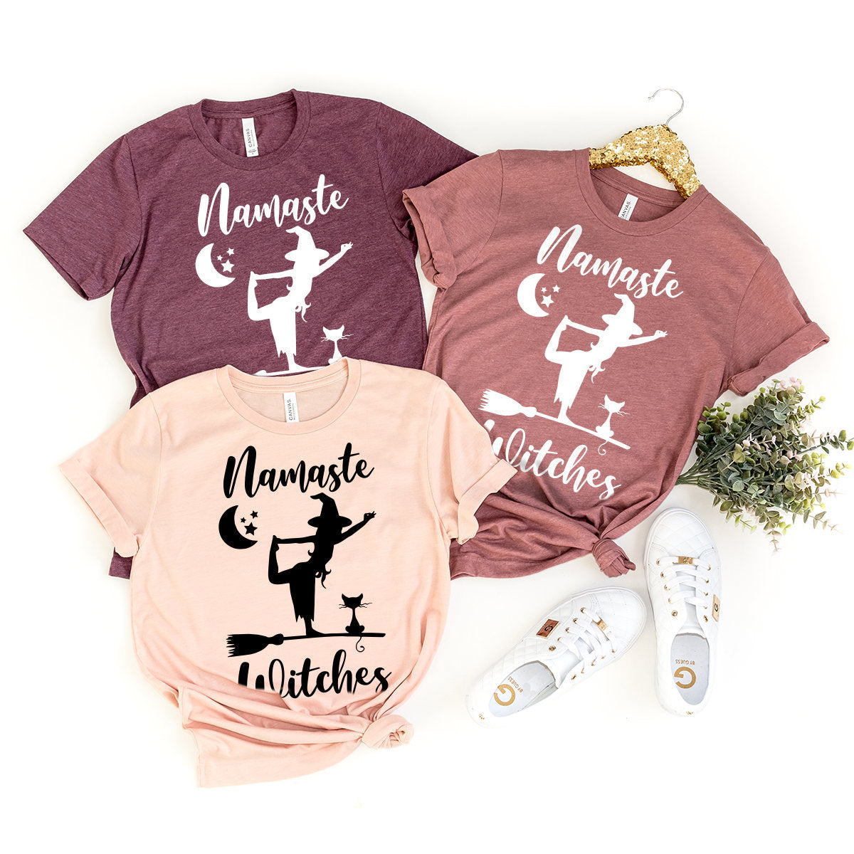 Namaste Witches T-Shirt, Halloween Shirt, Fall Yoga Tee product image 3