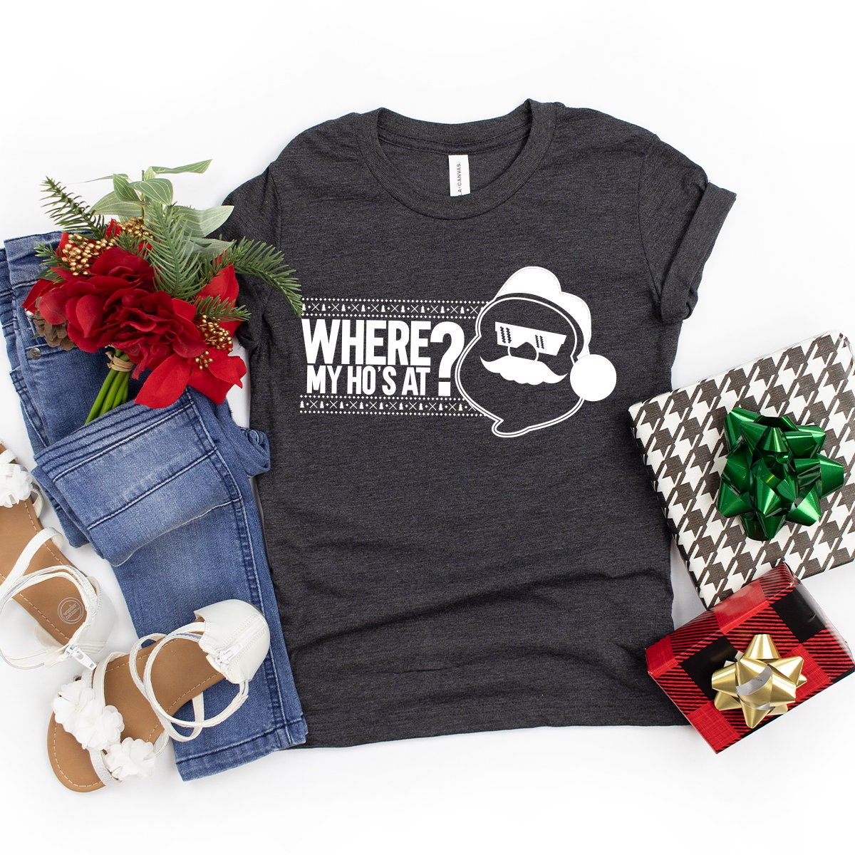 Funny Santa shirt, Christmas Holiday Gift Graphic Tee product image 2