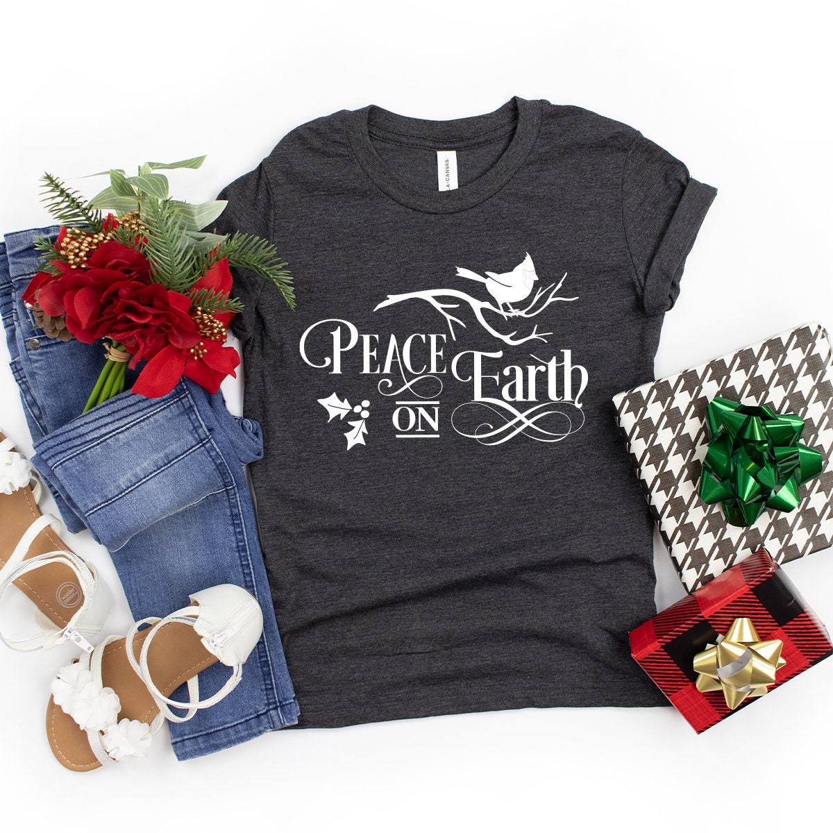 Peace On Earth T-Shirt, Christmas 2023 Shirt, Animal Funny product image 5