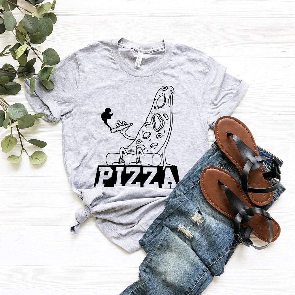 Funny Weed Shirt, Smoking Pizza Tee, Cannabis Marijuana product image 3