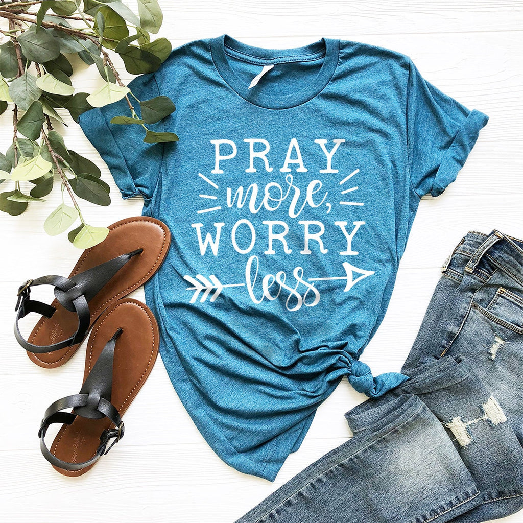 Pray More Worry Less Shirt, Jesus Church Prayer T-Shirt product image 2