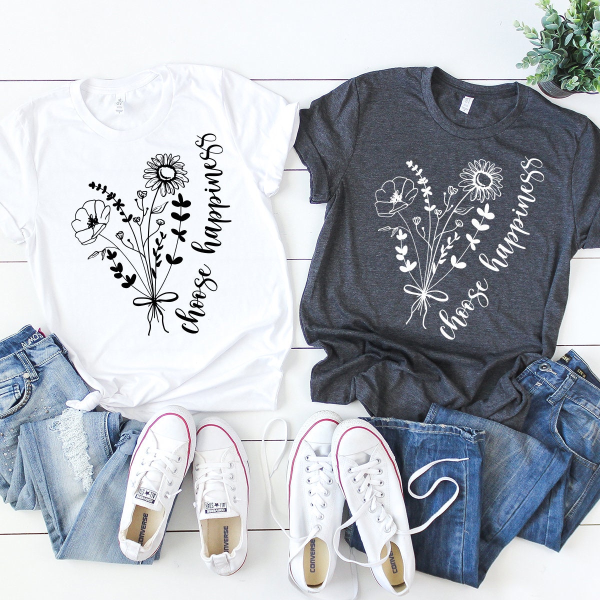 Choose Happiness T-Shirt, Flower Girls Shirt, Wildflower product image 4