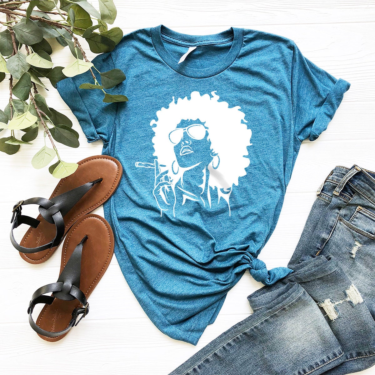 Marijuana Shirt, Weed Afro Girl Tee, Smoking Black Women product image 4