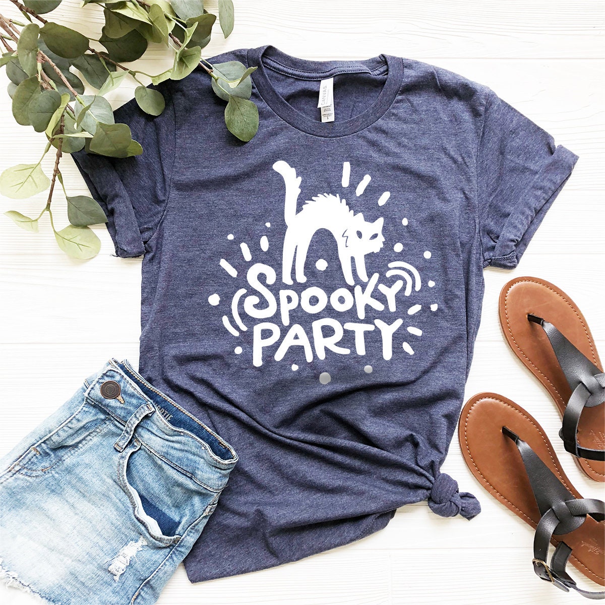 Spooky Shirt, Halloween Cat Fall Tshirt, Gift, Party product image 3