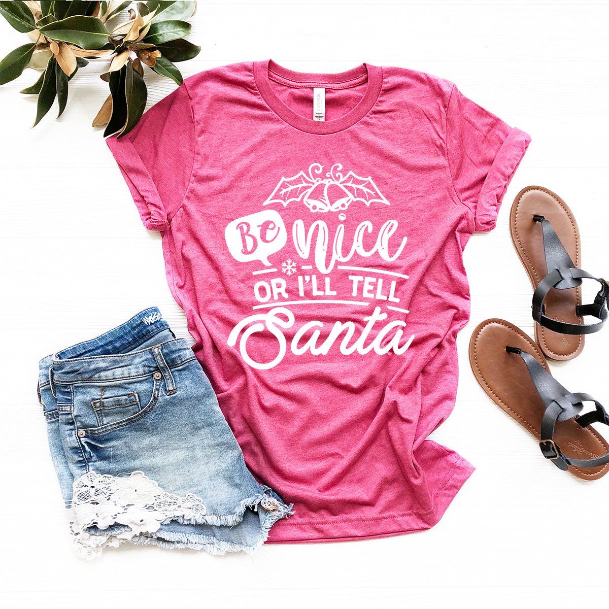 Christmas 2023 Shirt, Be Nice or I'LL Tell Santa Holiday product image 4