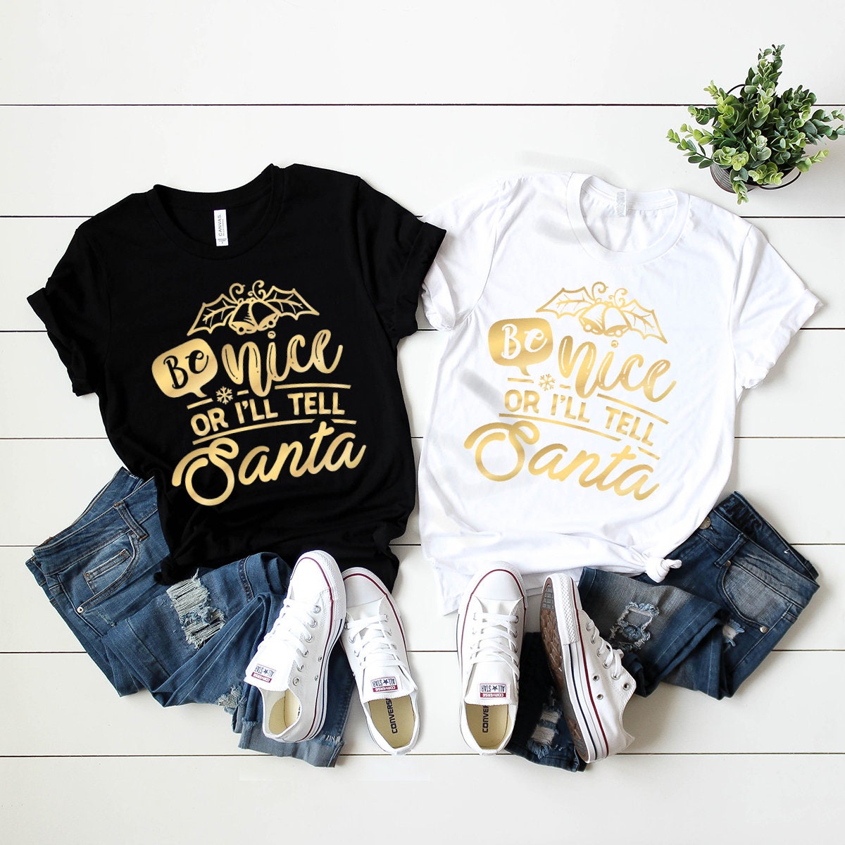 Christmas 2023 Shirt, Be Nice or I'LL Tell Santa Holiday product image 5