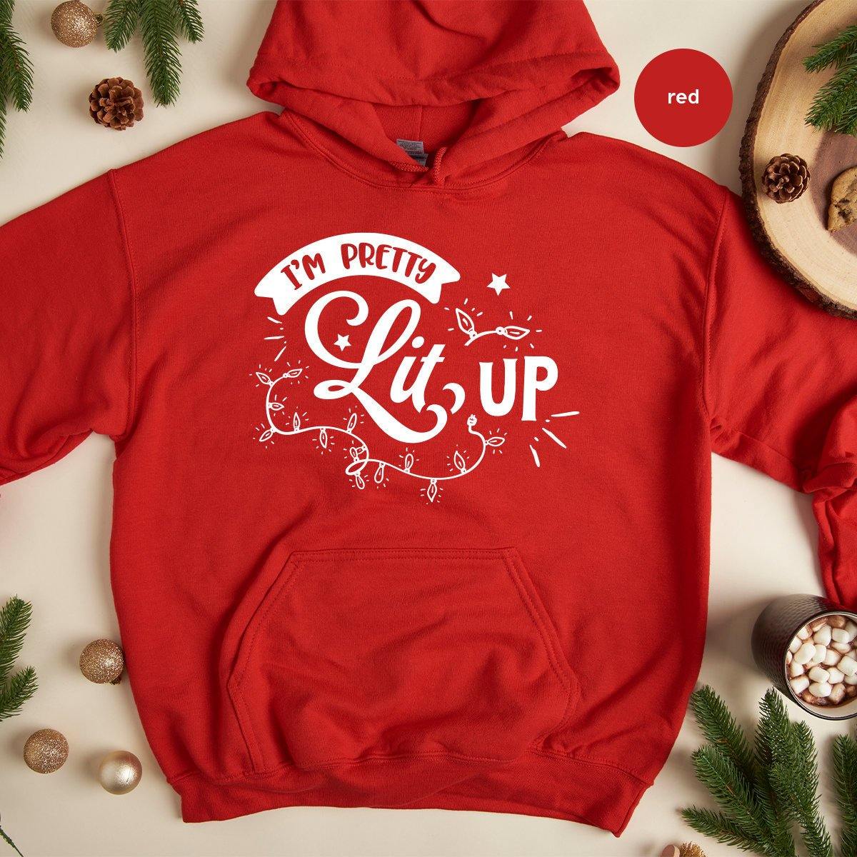 I’m Pretty Lit Up Hoodie, Xmas Party Christmas Night Winter product image 1