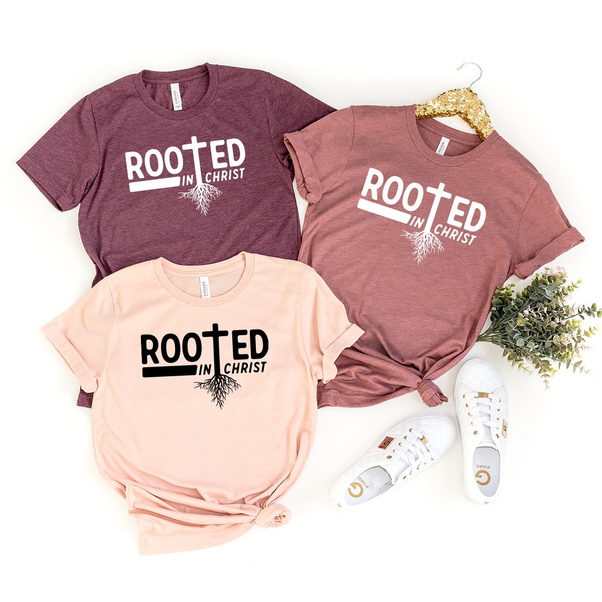 Rooted In Christ T-Shirt, Christian Shirt, Inspirational product image 3