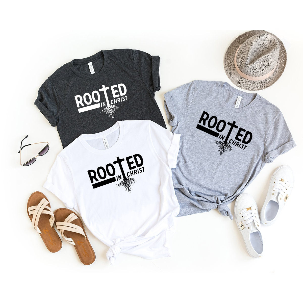 Rooted In Christ T-Shirt, Christian Shirt, Inspirational product image 4