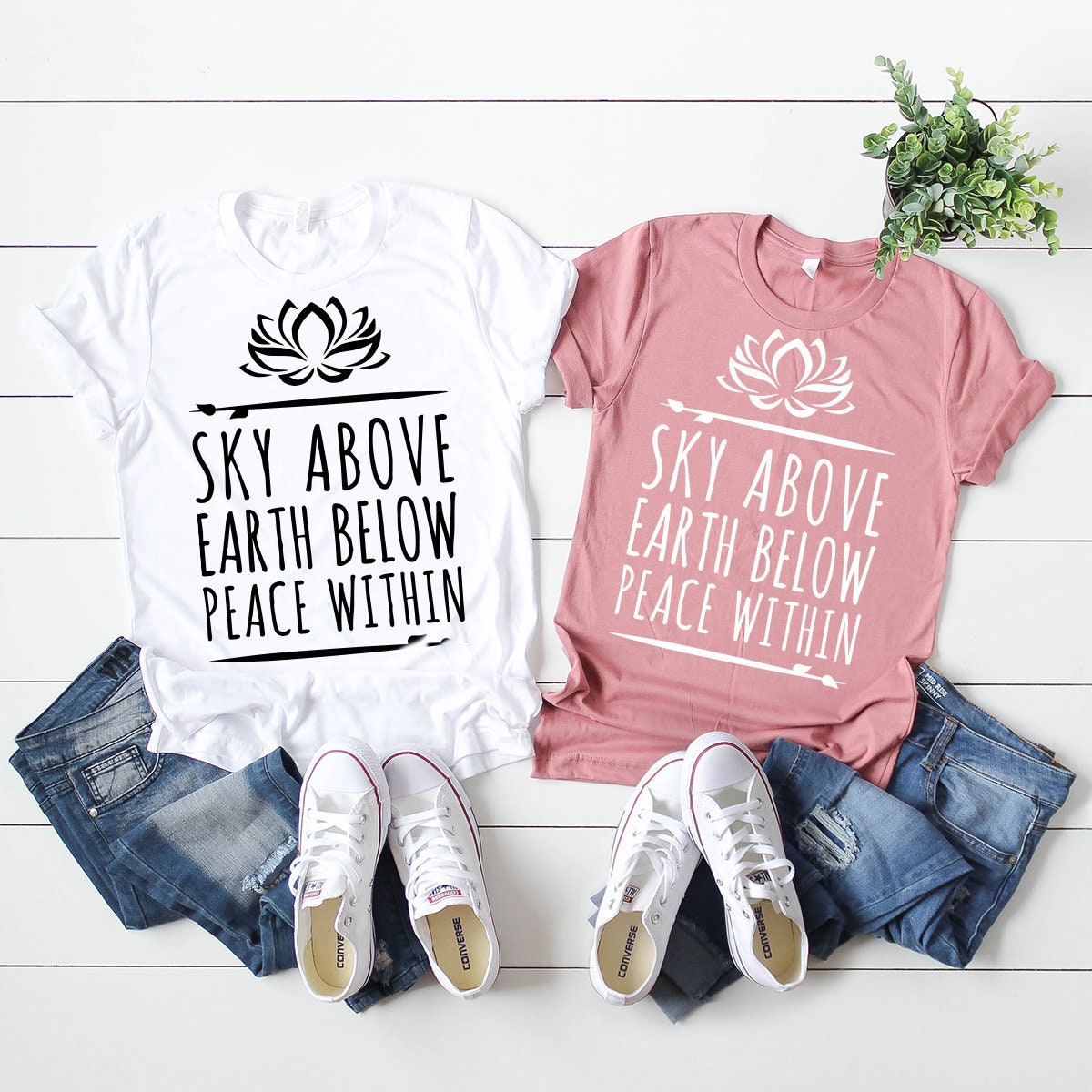 Sky Above Earth Below Peace Within Shirt, Motivational product image 3
