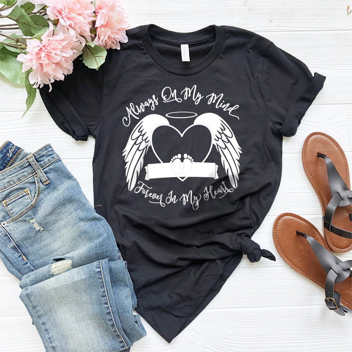 Personalized Memorial T-Shirt, Bereavement Shirt, Rest In product image 4