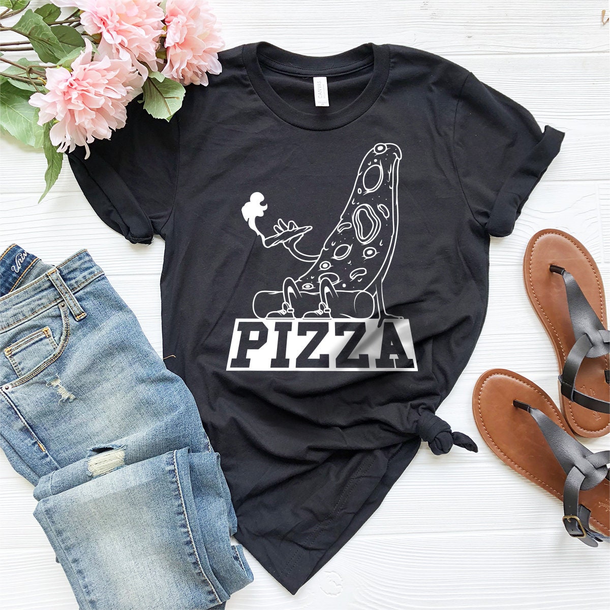 Funny Weed Shirt, Smoking Pizza Tee, Cannabis Marijuana product image 5