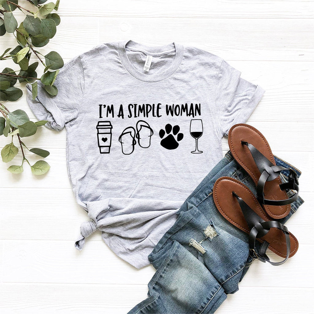I Am A Simple Woman Shirt, Coffee Dog Wine Girl Gift For product image 2