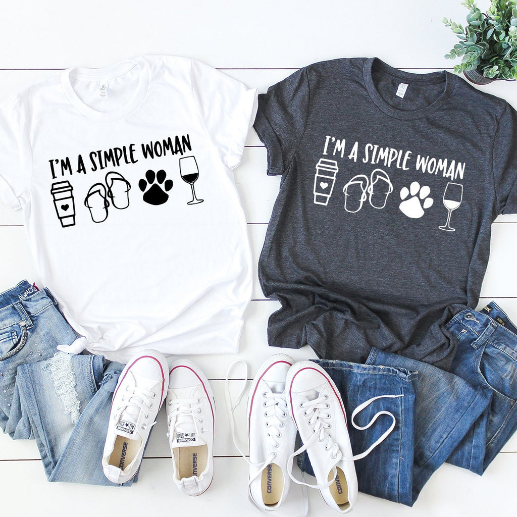 I Am A Simple Woman Shirt, Coffee Dog Wine Girl Gift For product image 5