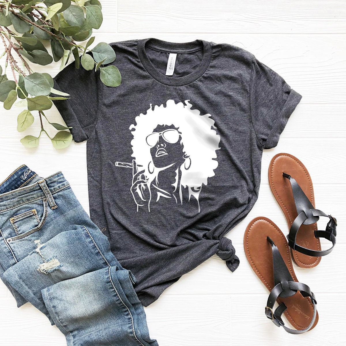 Marijuana Shirt, Weed Afro Girl Tee, Smoking Black Women product image 3