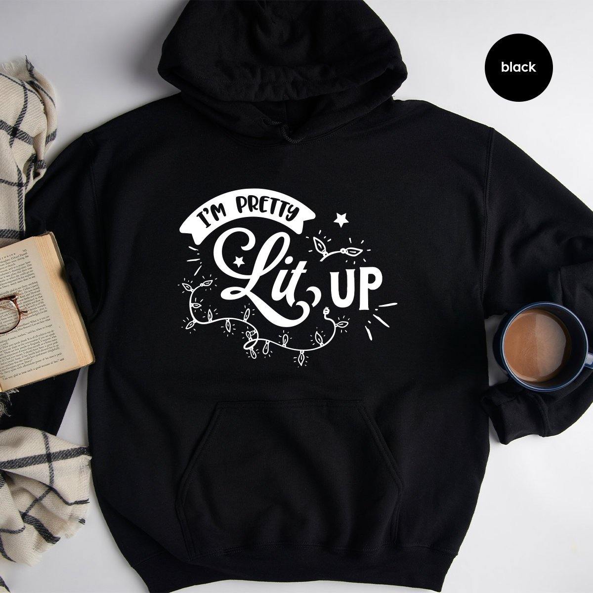I’m Pretty Lit Up Hoodie, Xmas Party Christmas Night Winter product image 2
