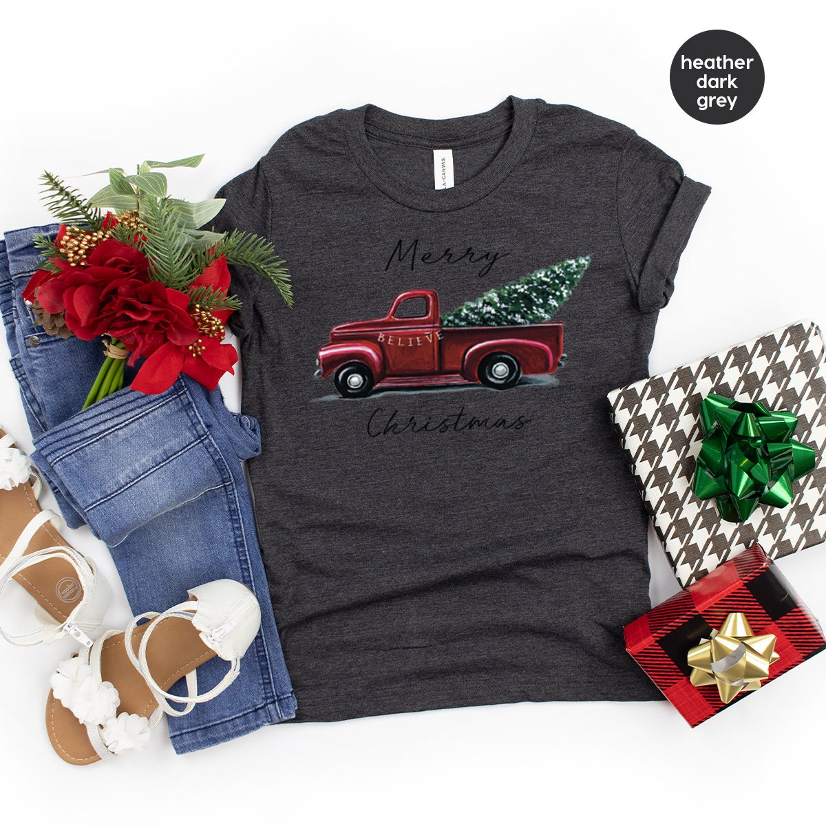 Merry Christmas Shirt, New Year Truck With Tree T-Shirt product image 2