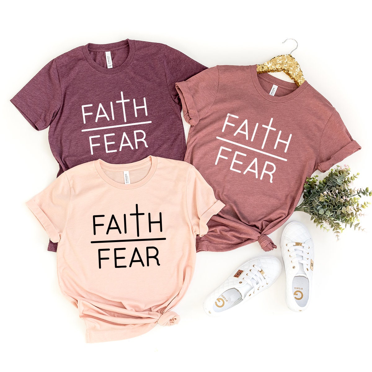 Faith Over Fear T-Shirt, Christian Shirt, Vertical Cross product image 4