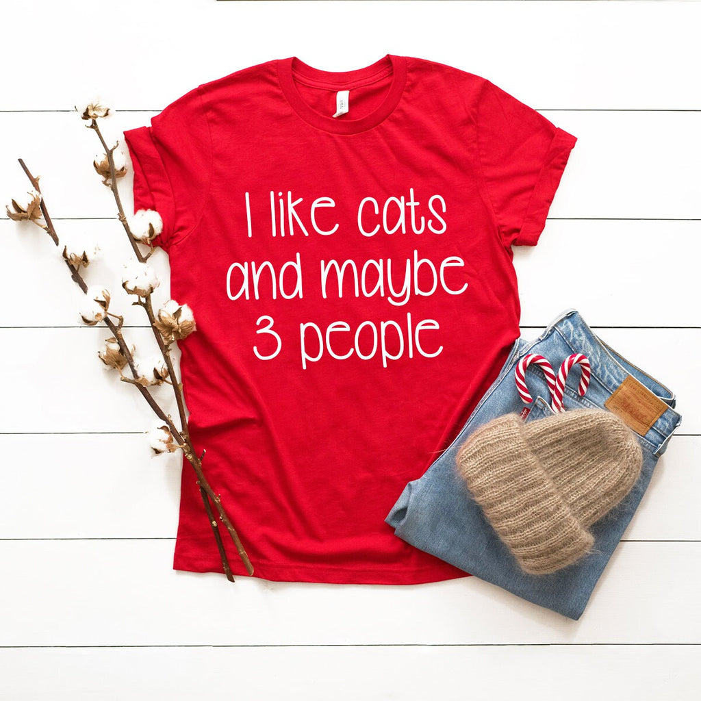 I Like Cats And Maybe 3 Peoples Shirt, Cat Lover Funny product image 3