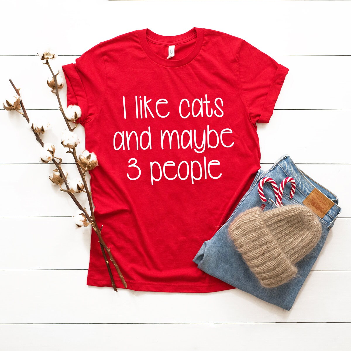 I Like Cats And Maybe 3 Peoples Shirt, Cat Lover Funny product image 3
