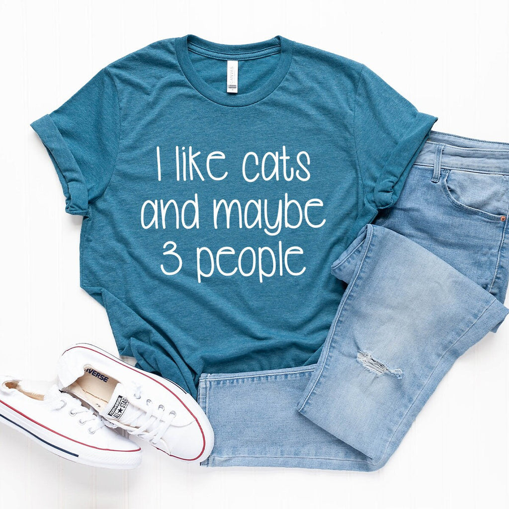 I Like Cats And Maybe 3 Peoples Shirt, Cat Lover Funny product image 5