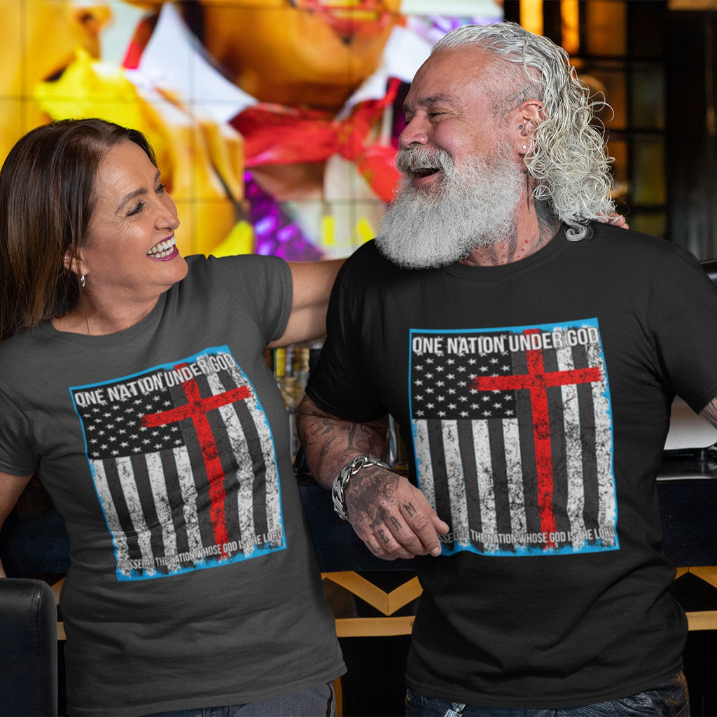 Proud American Shirt, Flag With Cross One Nation Under God product image 1