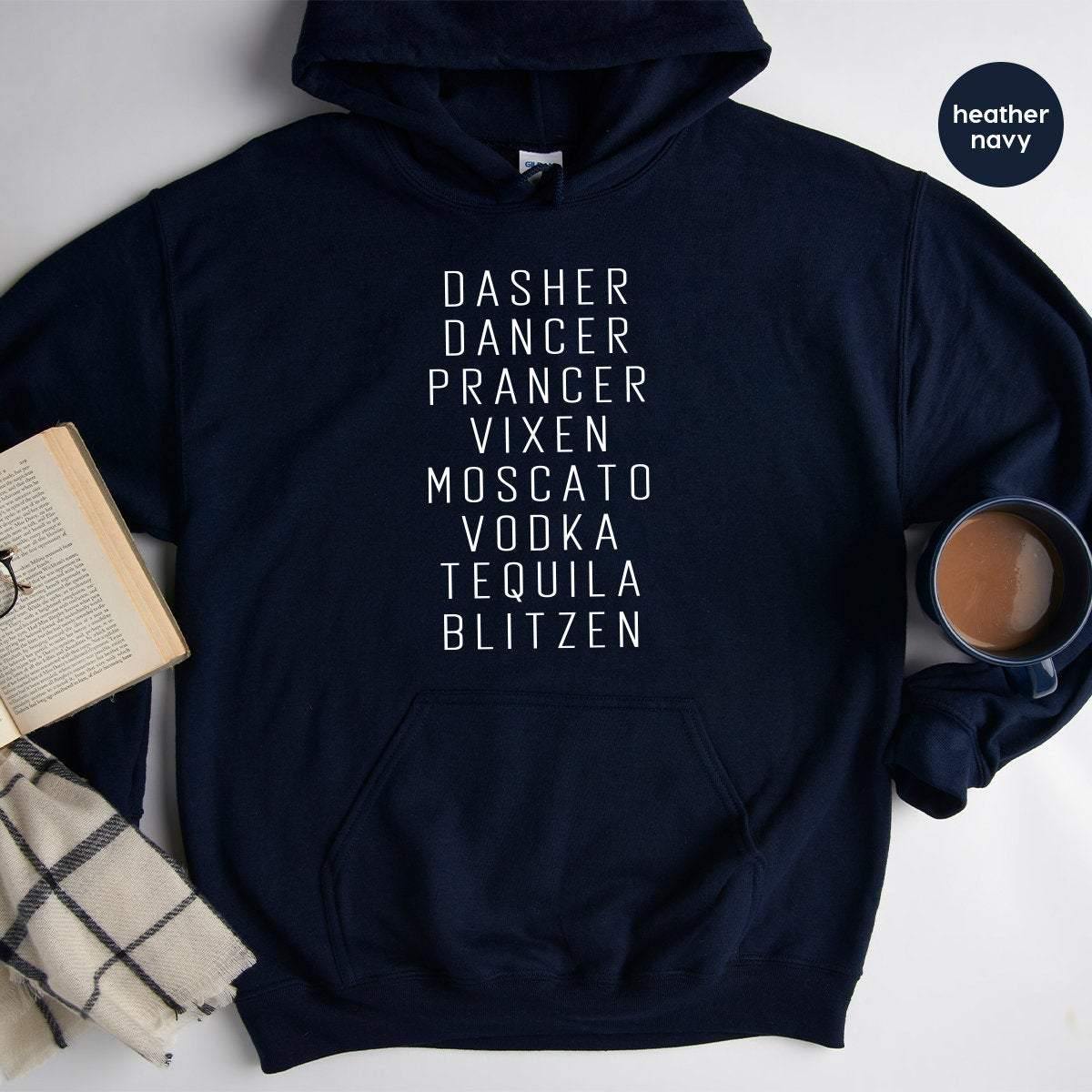 Funny Christmas Hoodie, Drinking Alcoholic Party Tee product image 4