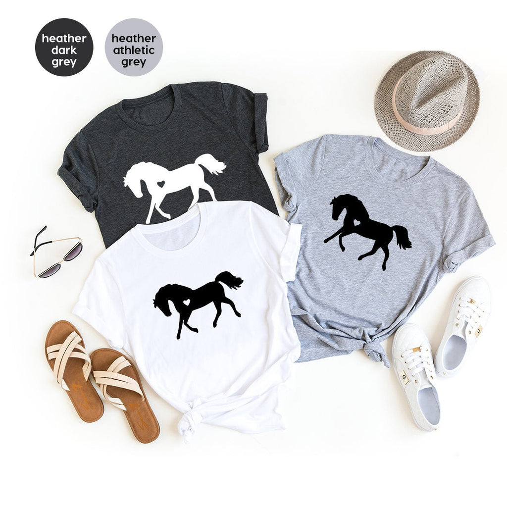 Horse Lover Shirt, With Heart Tee, T Shirts, Gift, Vet For product image 5