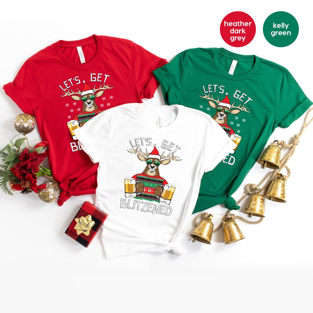 Funny Christmas Shirt, Blitzen Reindeer Beer Tee, Drinking product image 3