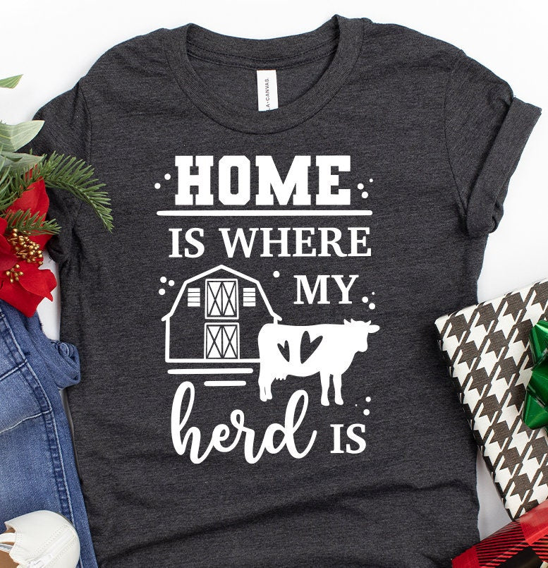 Farmer Shirt, Country Home Is Where My Herd Is Funny product image 3