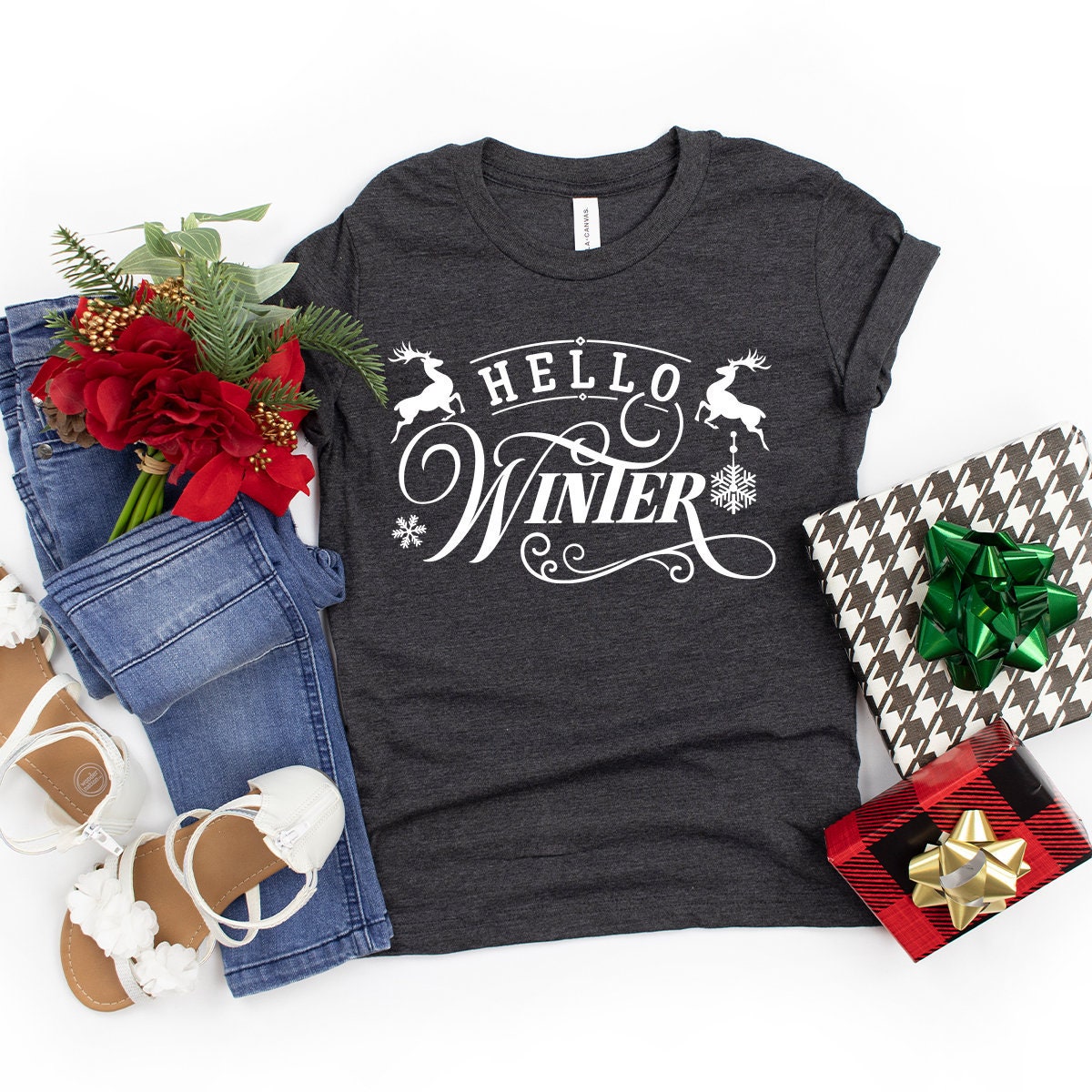 Hello Winter T-Shirt, Love Shirt, Christmas Time Snow Lover product image 3