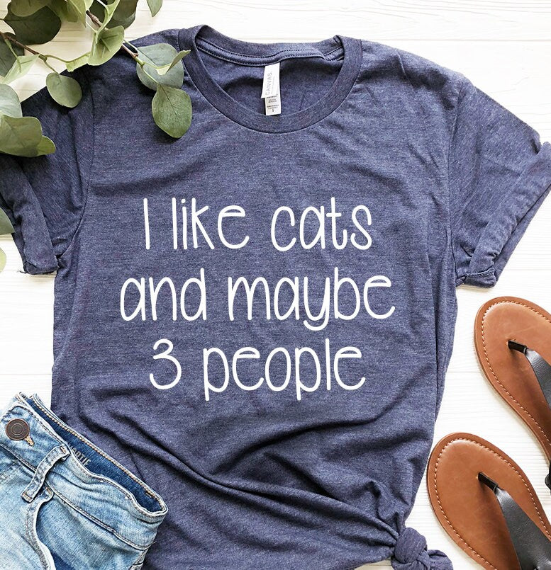 I Like Cats And Maybe 3 Peoples Shirt, Cat Lover Funny product image 4
