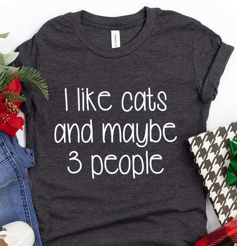 I Like Cats And Maybe 3 Peoples Shirt, Cat Lover Funny product image 1