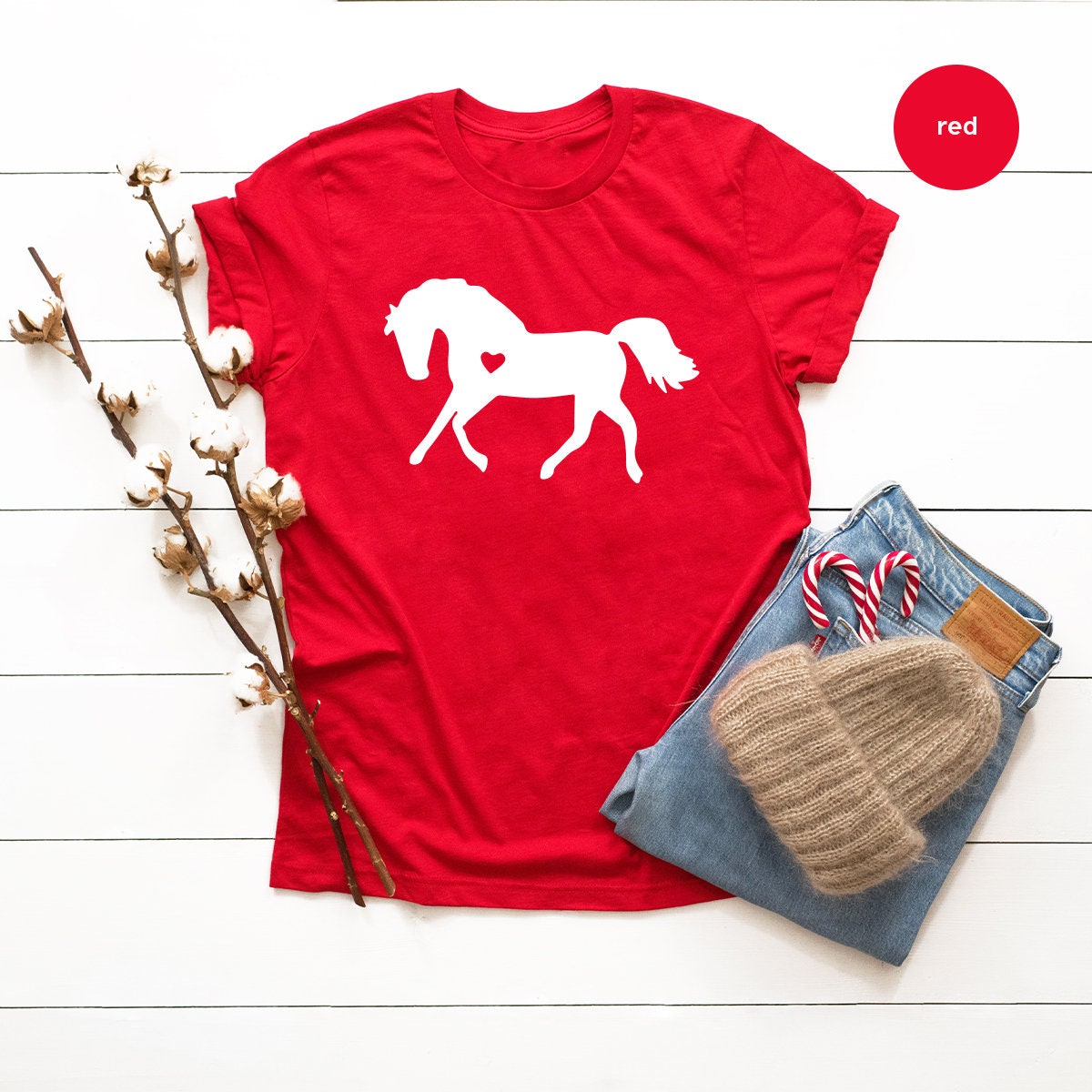 Horse Lover Shirt, With Heart Tee, T Shirts, Gift, Vet For product image 3