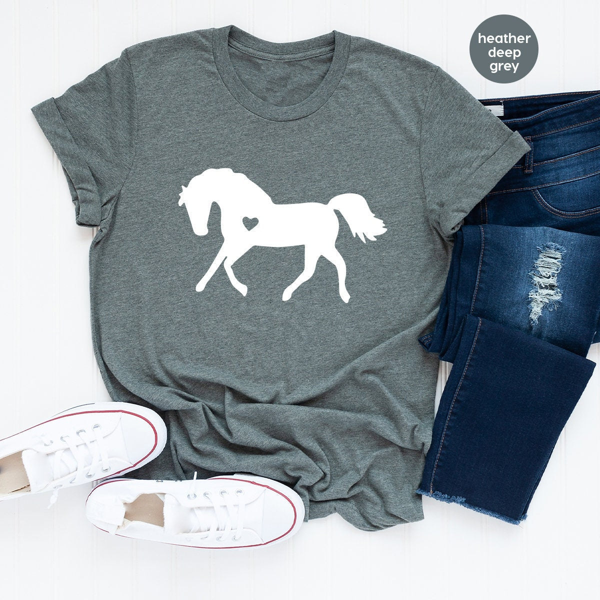 Horse Lover Shirt, With Heart Tee, T Shirts, Gift, Vet For product image 2