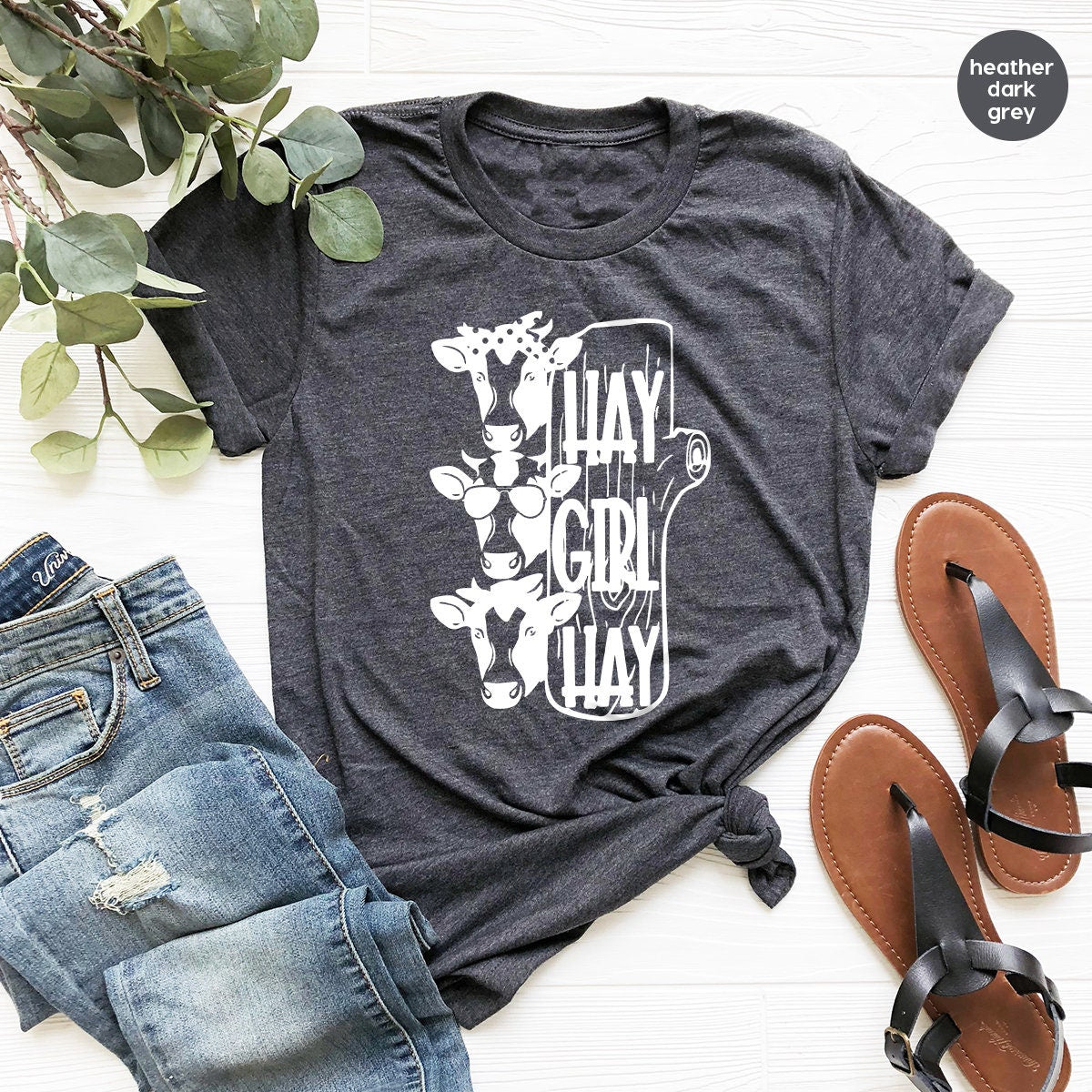 Funny Heifer T Shirt, Cow Bandana T Hay Girl Farmer Crazy T product image 2