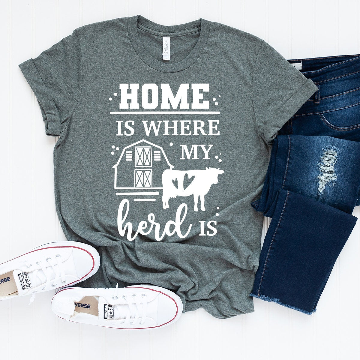 Farmer Shirt, Country Home Is Where My Herd Is Funny product image 5