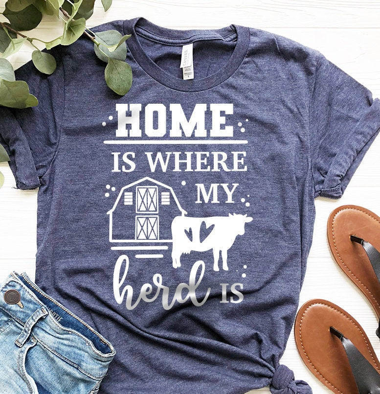Farmer Shirt, Country Home Is Where My Herd Is Funny product image 2